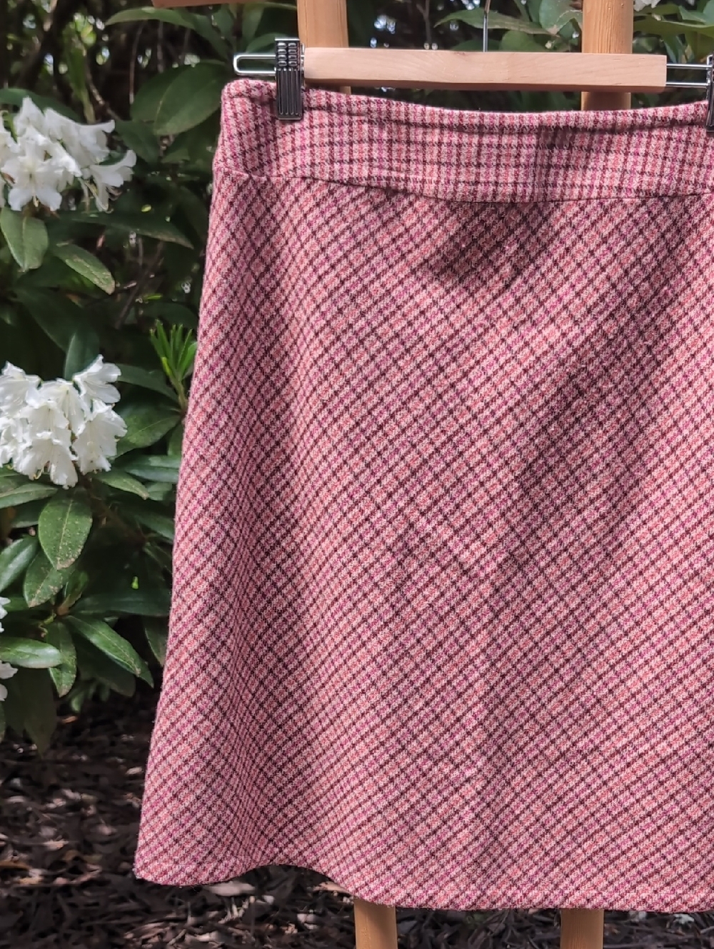 Wool Plaid Charter Club Pink Plaid A-Line Skirt